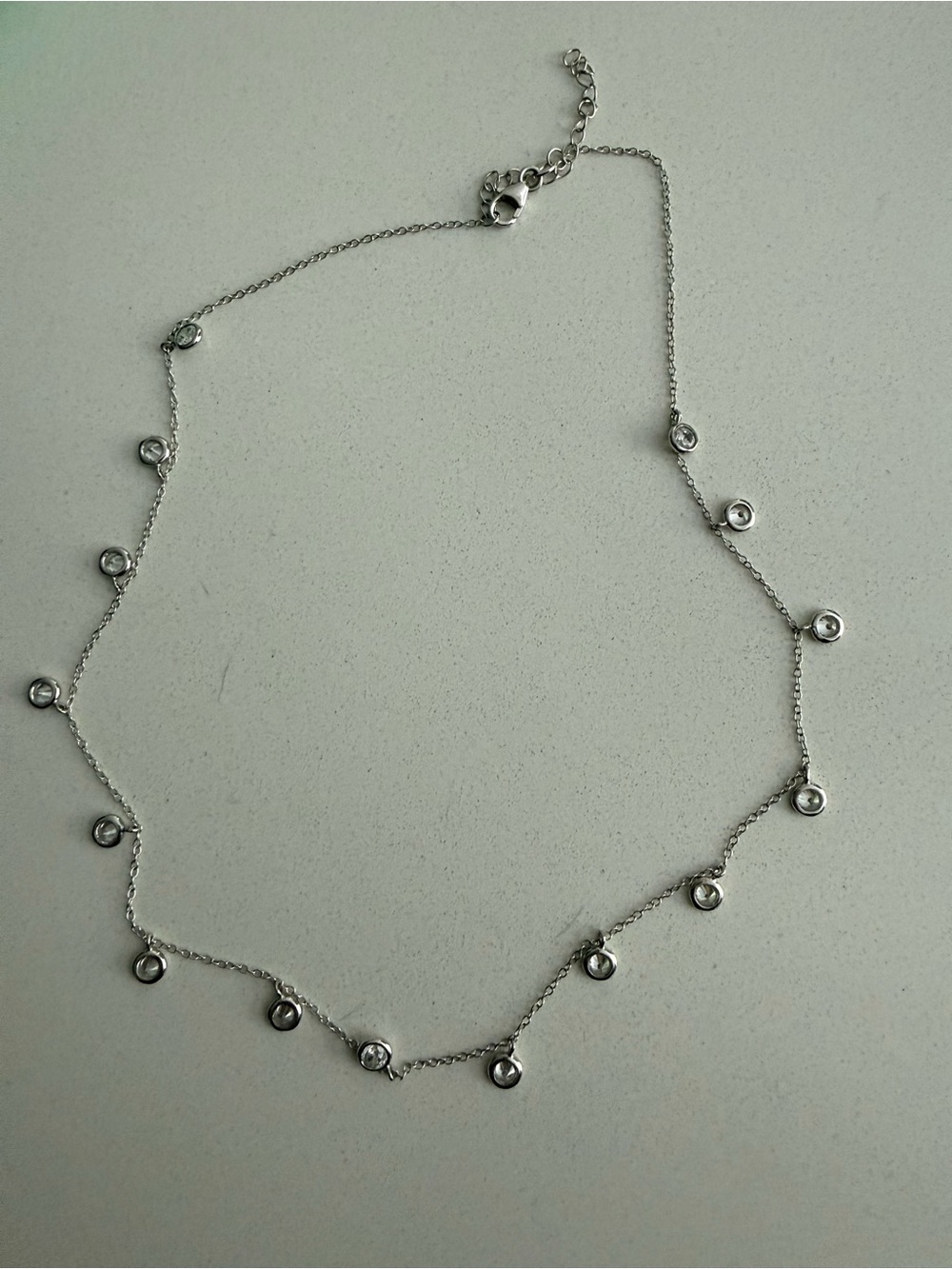 Sterling silver 925 necklace with CZ dangling charms.